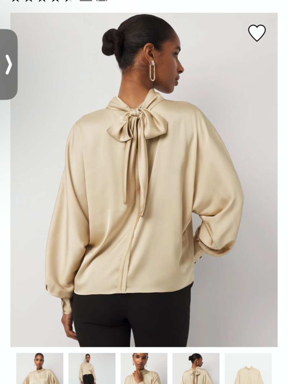 nwt WHITE HOUSE BLACK MARKET tie back doleman sleeve blouse english cream xs